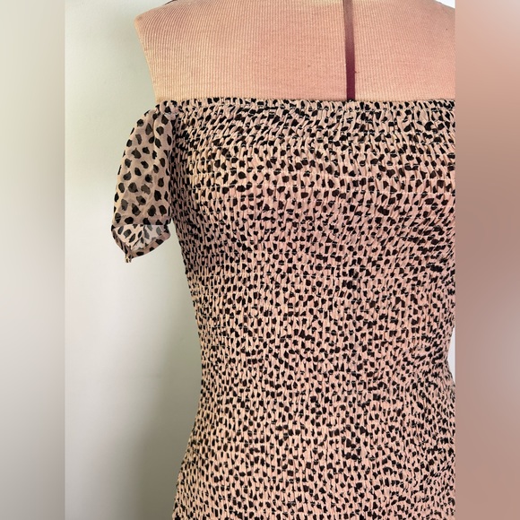 Blanc clothing Leopard Print off the shoulder Mini Dress size Small - Picture 5 of 7